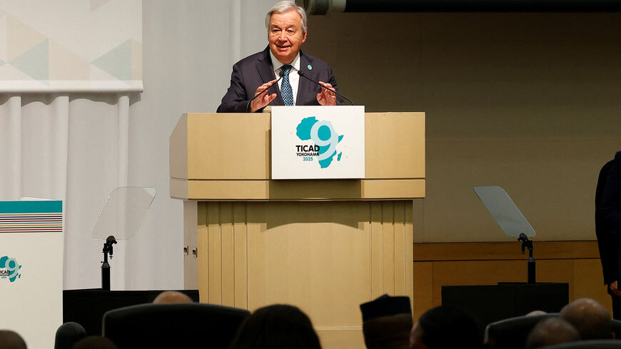 Antonio Guterres Secretary‑General of the United Nations delivers a speech during the opening ceremony for The Ninth Tokyo International Conference on Africa Development (TICAD) at Pacifico Yokohama, near to Tokyo, on August 20, 2025, Yokohama, Japan. Rodrigo Reyes Marin/Pool via REUTERS