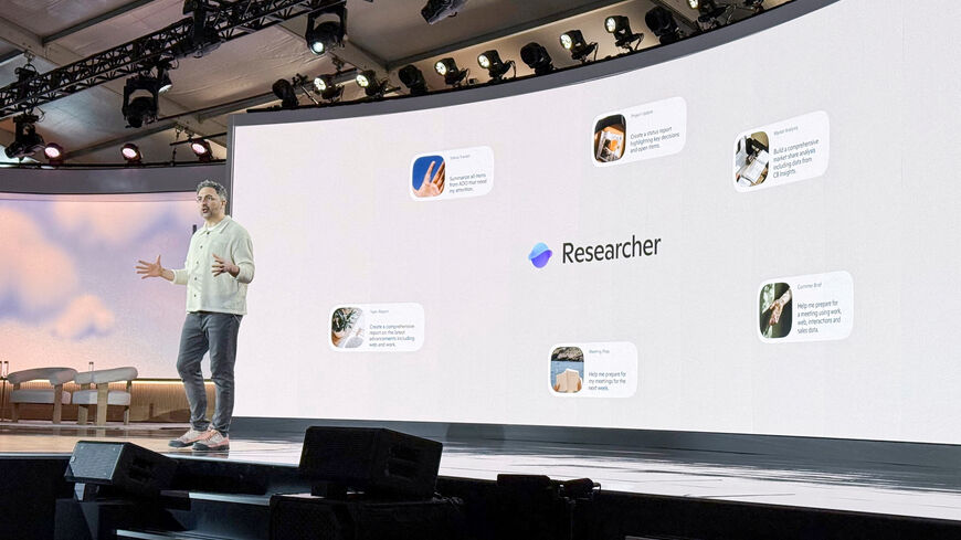 Microsoft AI CEO Mustafa Suleyman speaks at the company's 50th anniversary celebration in Redmond, Washington, U.S., April 4, 2025. REUTERS/Jeffrey Dastin/File Photo