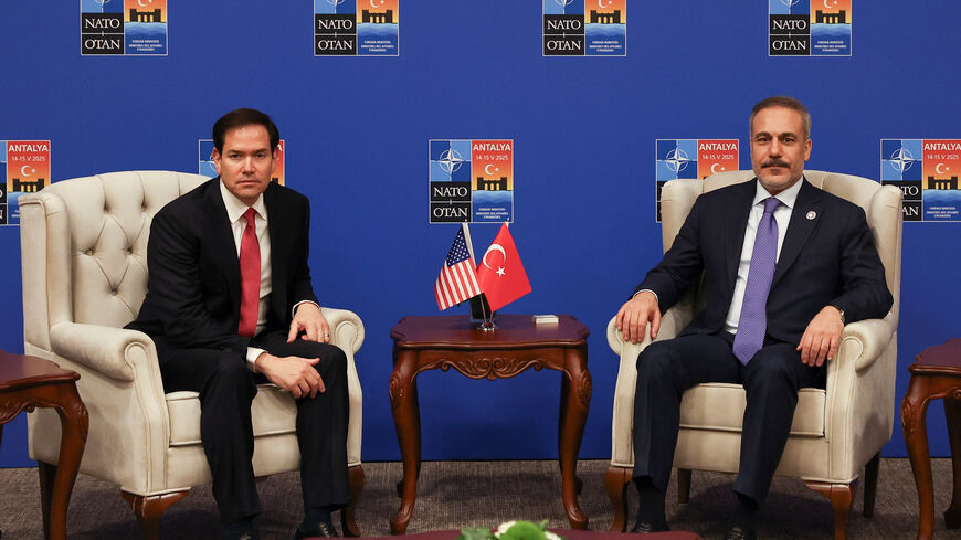 FILE PHOTO: U.S. Secretary of State Marco Rubio meets with Turkish Foreign Minister Hakan Fidan at NEST International Convention Center, in Antalya, Turkey May 15, 2025. REUTERS/Umit Bektas/Pool/ File Photo