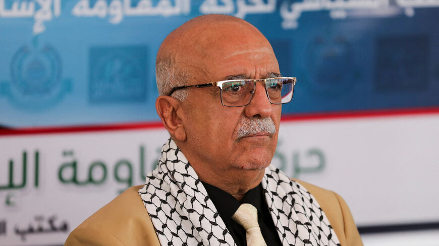 FILE PHOTO: Head of the Houthi-led government Ahmad al-Rahawi looks on during a visit by Houthi government officials to the Hamas office in Sanaa, Yemen August 19, 2024. REUTERS/Khaled Abdullah/File Photo
