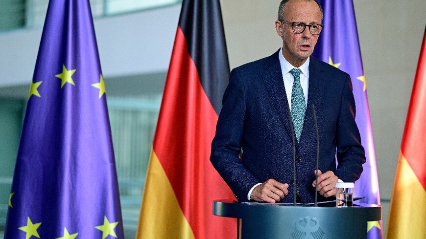 Friedrich Merz said his government 'will not authorise any exports of military equipment that could be used in the Gaza Strip until further notice'