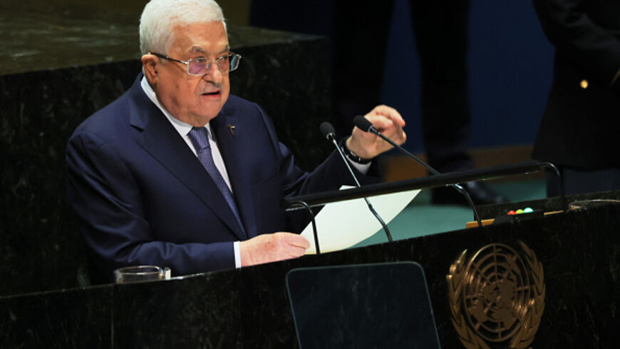 NEW YORK, NEW YORK - SEPTEMBER 21: President of the State of Palestine Mahmoud Abbas speaks during the United Nations General Assembly (UNGA) at the United Nations headquarters on September 21, 2023 in New York City. Heads of states and governments from at least 145 countries are gathered for the 78th UNGA session amid the ongoing war in Ukraine and natural disasters such as earthquakes, floods, and fires around the globe. (Photo by Michael M. Santiago/Getty Images)
