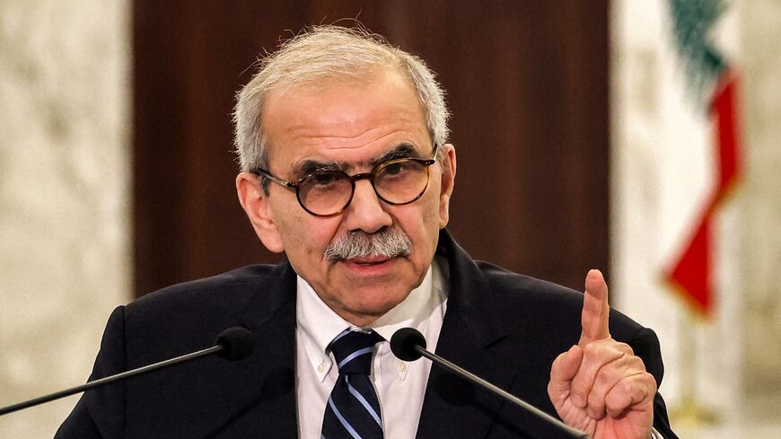 Lebanon's new Prime Minister-designate Nawaf Salam delivers a statement at the presidential palace in Baabda, east of Beirut, on Jan. 14, 2025. 