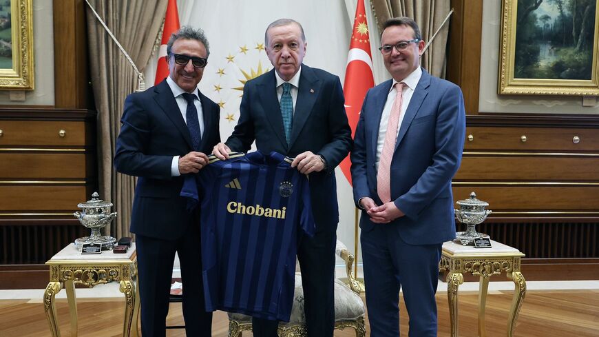 Chobani yogurt CEO Hamdi Ulukaya (L) meets with Turkish President Recep Tayyip Erdogan in Ankara, July 30, 2025. 
