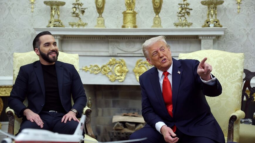 U.S. President Donald Trump's allies, including President Nayib Bukele of El Salvador (L) were spared in a recent human rights report 