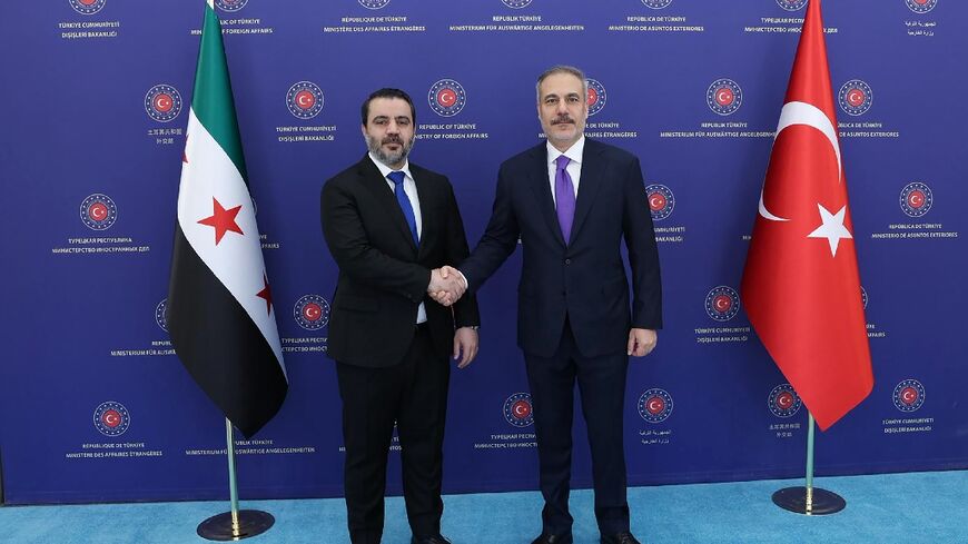Syrian Foreign Minister Asaad al-Shaibani, seen on the left, and his Turkish counterpart Hakan Fidan have met frequently since the ouster of Bashar al-Assad in December