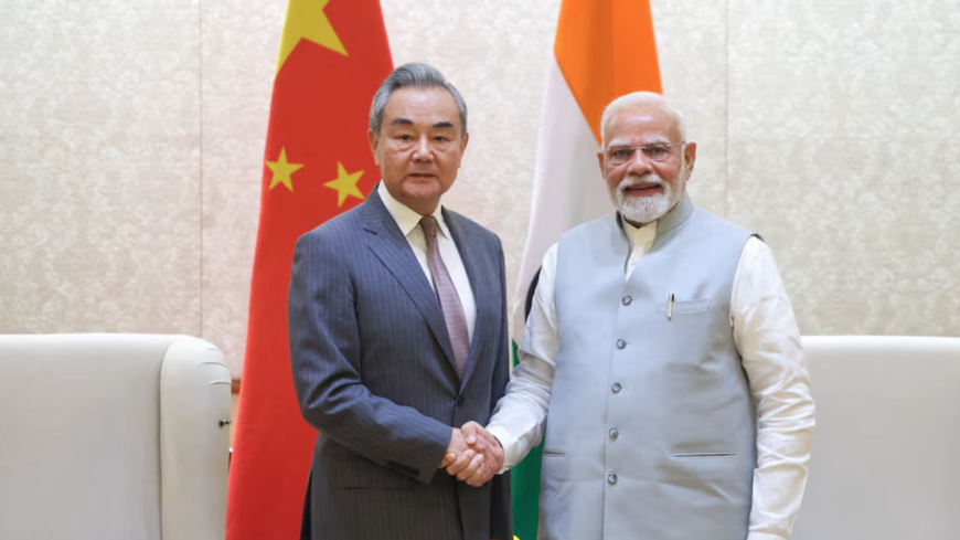 Chinese Foreign Minister Wang Yi meets with Indian Prime Minister Narendra Modi in New Delhi on Aug. 19, 2025.
