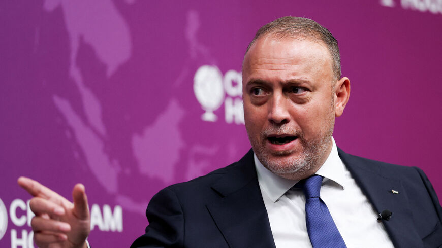 Head of the Palestinian Mission to the UK Husam Zomlot speaks at an event in Chatham House, in London, Britain, September 2, 2025. REUTERS/Hannah McKay