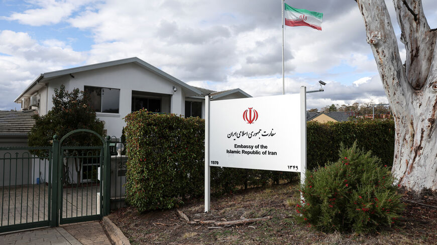 FILE PHOTO: An Iranian flag flutters outside the Embassy of the Islamic Republic of Iran, after the Iranian ambassador to Australia Ahmad Sadeghi was expelled on Tuesday and given seven days to leave the country by Prime Minister Anthony Albanese, who accused Iran of orchestrating at least two antisemitic attacks on Australian soil, in Canberra, Australia, August 27, 2025. REUTERS/Hollie Adams/File Photo