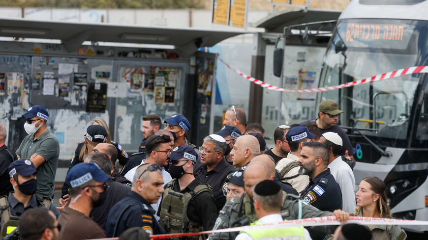 Israel's National Security Minister Itamar Ben Gvir looks on at the scene where a suspected shooting attack took place at the outskirts of Jerusalem, September 8, 2025 REUTERS/Ammar Awad