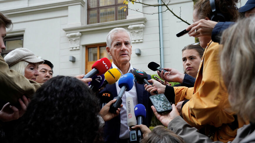 Re-elected Norwegian Prime Minister Jonas Gahr Stoere of the Labour Party meets the press at the Prime Minister's residence in Oslo, Norway, September 9, 2025. NTB/Gorm Kallestad via REUTERS