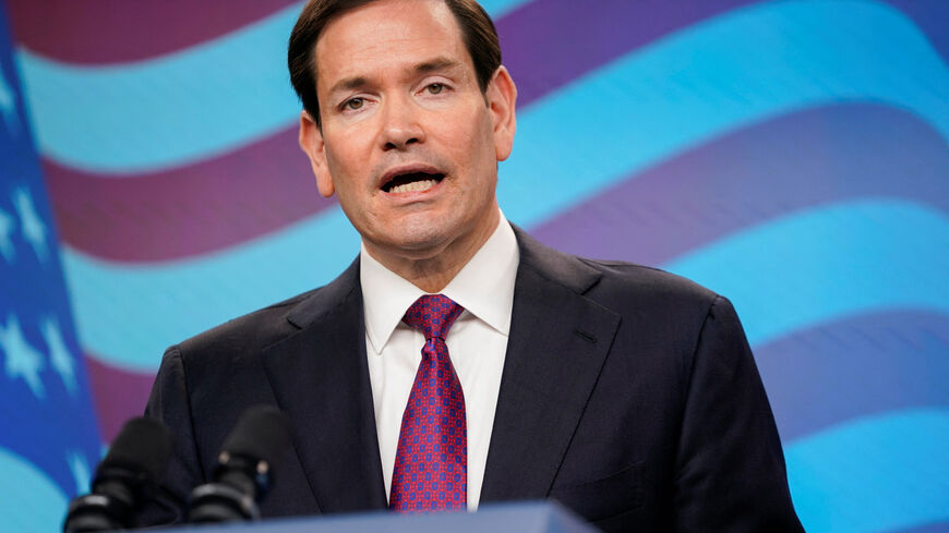 U.S. Secretary of State Marco Rubio speaks during a joint press conference with Israeli Prime Minister Benjamin Netanyahu (not pictured) at the Prime Minister's Office, during his visit, in Jerusalem, September 15, 2025. REUTERS/Nathan Howard/Pool