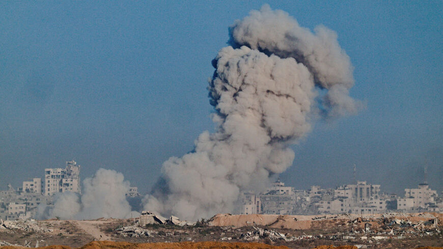 Smoke rises from Gaza after an explosion, as seen from Israel September 17, 2025. REUTERS/Amir Cohen