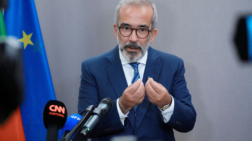 Portugal's Foreign Minister Paulo Rangel announces that the Portuguese government recognizes a Palestinian state, during a statement ahead of the United Nations General Assembly in New York, U.S., September 21, 2025.  REUTERS/Eduardo Munoz