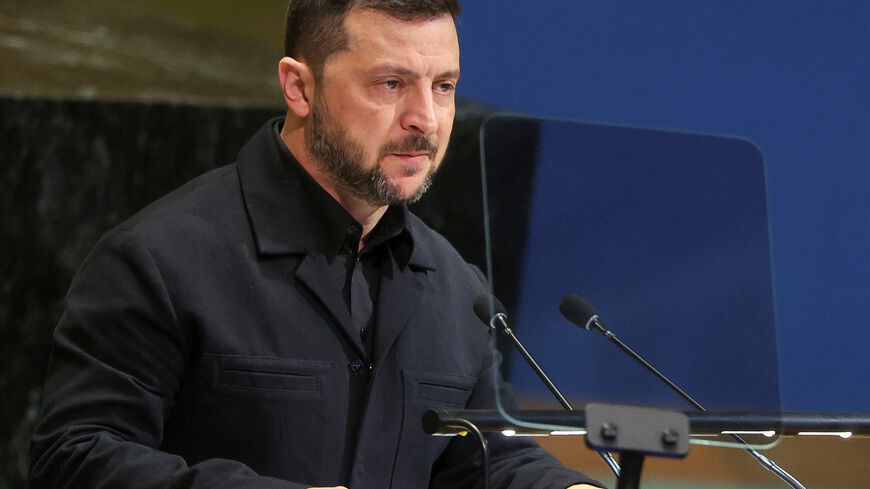 Ukraine's President Volodymyr Zelenskiy addresses the 80th United Nations General Assembly (UNGA) at the U.N. headquarters in New York, U.S., September 24, 2025. REUTERS/Shannon Stapleton