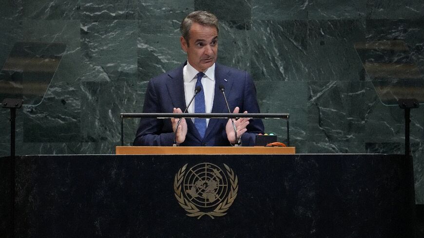Greek Prime Minister Kyriakos Mitsotakis speaks during the General Debate of the United Nations General Assembly