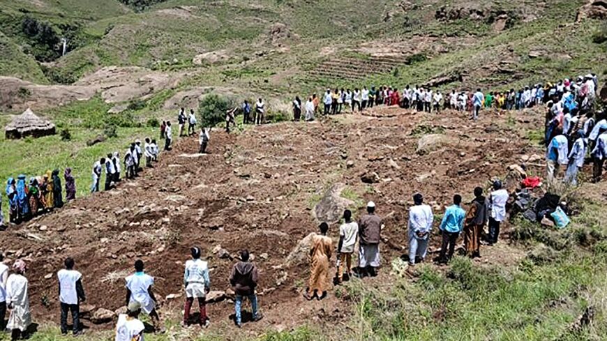 A handout image made available by the Sudan Liberation Movement/Army showing the aftermath of one of the deadly landslides in Darfur