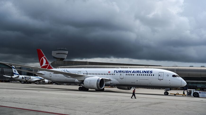 A Turkish Airlines plane prepares to take off from the Miami International Airport in Miami, on June 16, 2021. 