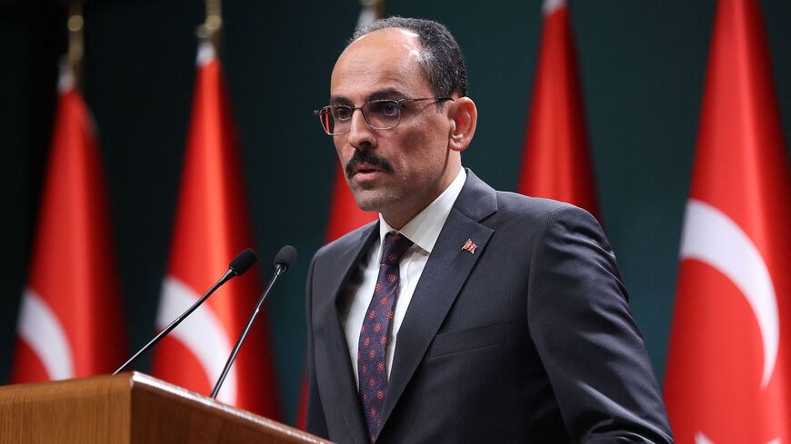 Turkish Presidential spokesperson Ibrahim Kalin gives a press conference following talks with Sweden and Finland over their bids to join NATO at the Presidential Complex in Ankara, on May 25, 2022. 