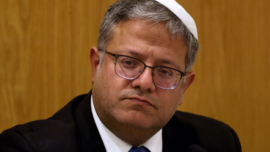 Israel's National Security Minister Itamar Ben-Gvir attends a party meeting at the Israeli parliament, the Knesset, in Jerusalem on June 3, 2024.