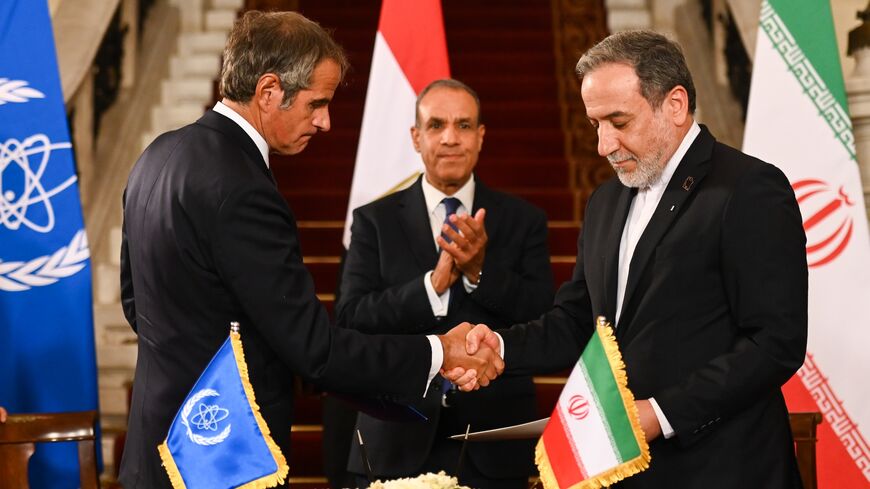 Iranian Foreign Minister Abbas Araqchi and Director-General of the International Atomic Energy Agency Rafael Grossi sign a protocol concerning Nuclear Inspections on Sept. 9, 2025, in Cairo, Egypt.