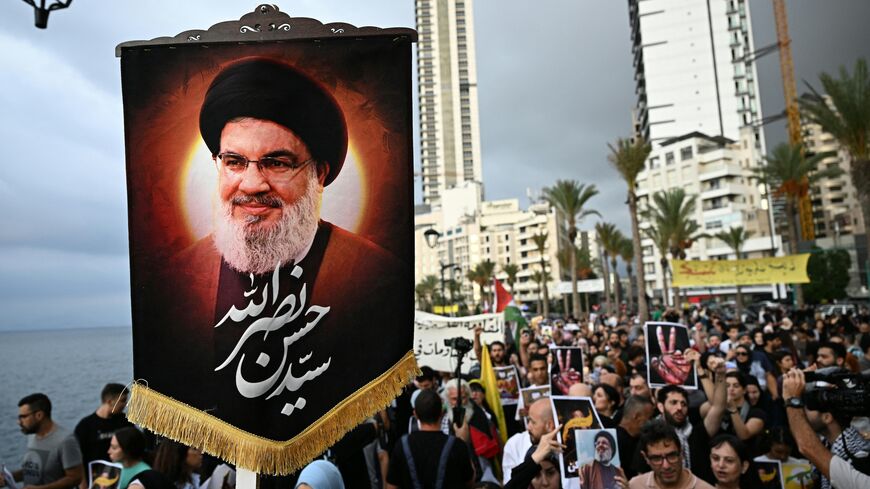 Supporters of Lebanon's Hezbollah group take part in a gathering in Beirut on Sept. 17, 2025.