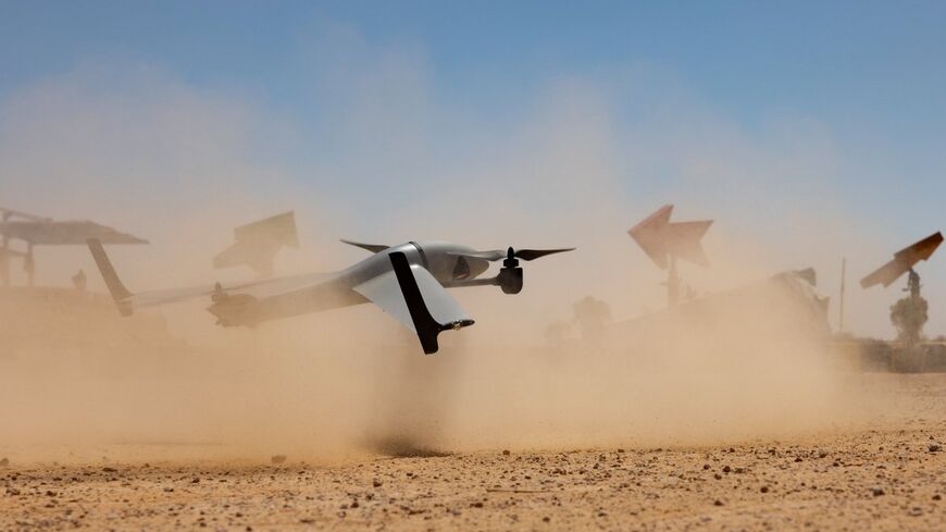 An Edge 130 Blue small, unmanned aircraft system (sUAS) assigned to the 1st Special Operations Wing takes off to perform flight demonstrations to partner nations during BRIGHT STAR 2025 at Talet Al Keif, Egypt.