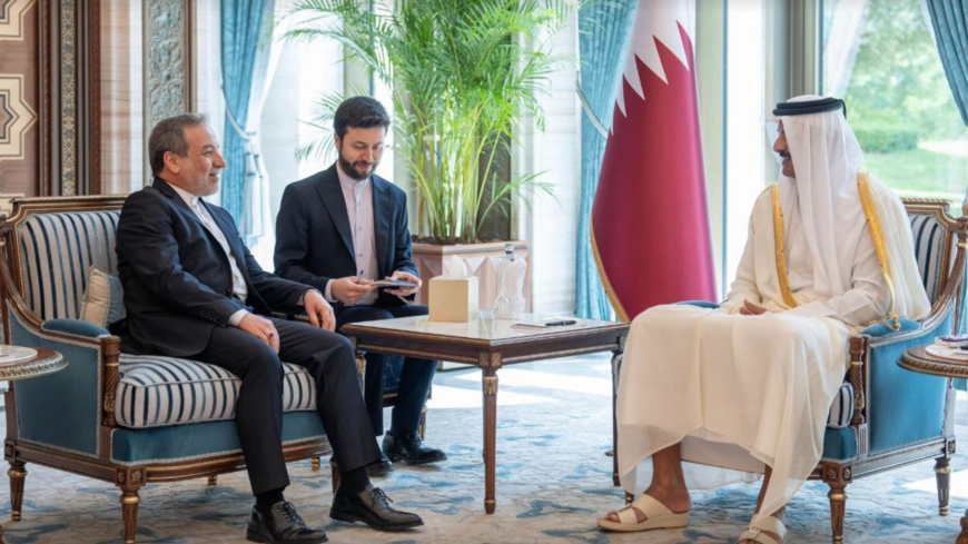Iranian Foreign Minister Abbas Araghchi meets with Qatari Emir Sheikh Tamim bin Hamad Al Thani in Doha, Sept. 4, 2025.