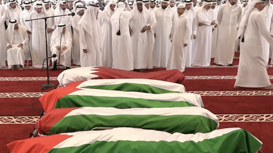 Funeral prayers are held at the Mohammed bin Abdulwahab Mosque in Doha, on Sept. 11, 2025.