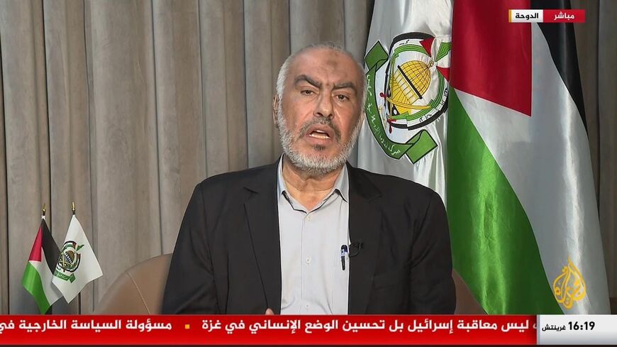 Ghazi Hamad is seen in this screengrab from an interview with Al Jazeera on Sept. 17. 2025.