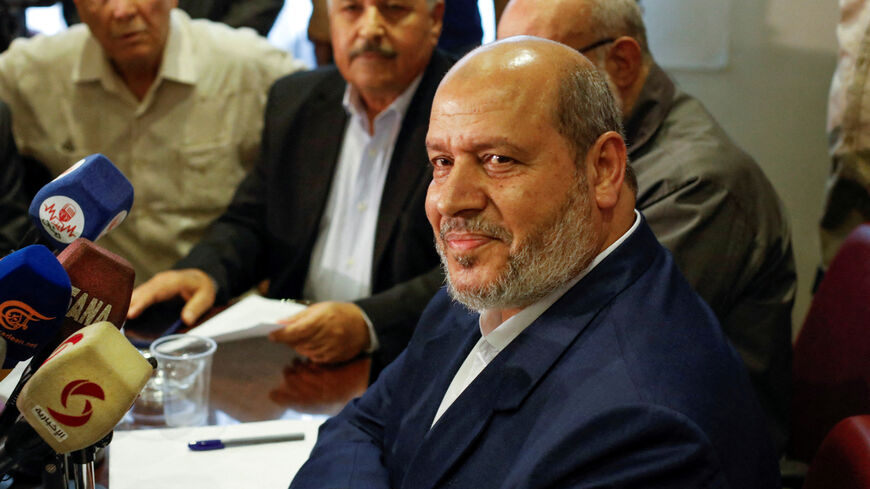 FILE PHOTO: Hamas politburo member Khalil al-Hayya attends a news conference in Damascus, Syria October 19, 2022. REUTERS/Yamam al Shaar/File Photo