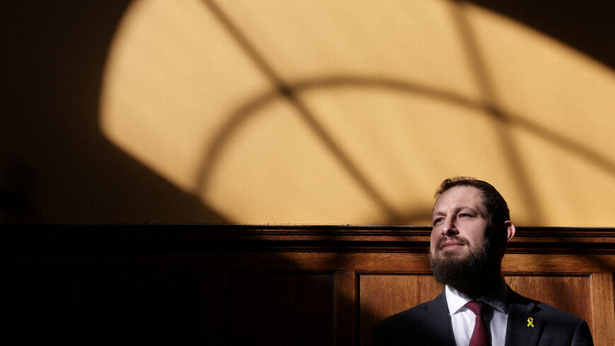Rabbi Ben Kurzer poses for a portrait during an interview with Reuters, following an attack on a synagogue in Manchester, at a synagogue in London, Britain, October 6, 2025. REUTERS/Toby Melville