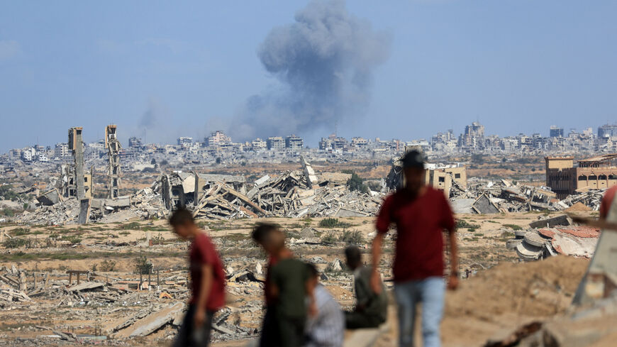 Smoke rises following explosions amid the Israeli military offensive in Gaza City, as seen from the central Gaza Strip, October 6, 2025. REUTERS/Dawoud Abu Alkas
