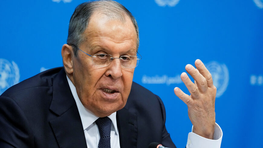 Russia's Foreign Minister Sergei Lavrov speaks during a press conference after addressing the 80th United Nations General Assembly at U.N. headquarters in New York, U.S., September 27, 2025. REUTERS/Eduardo Munoz