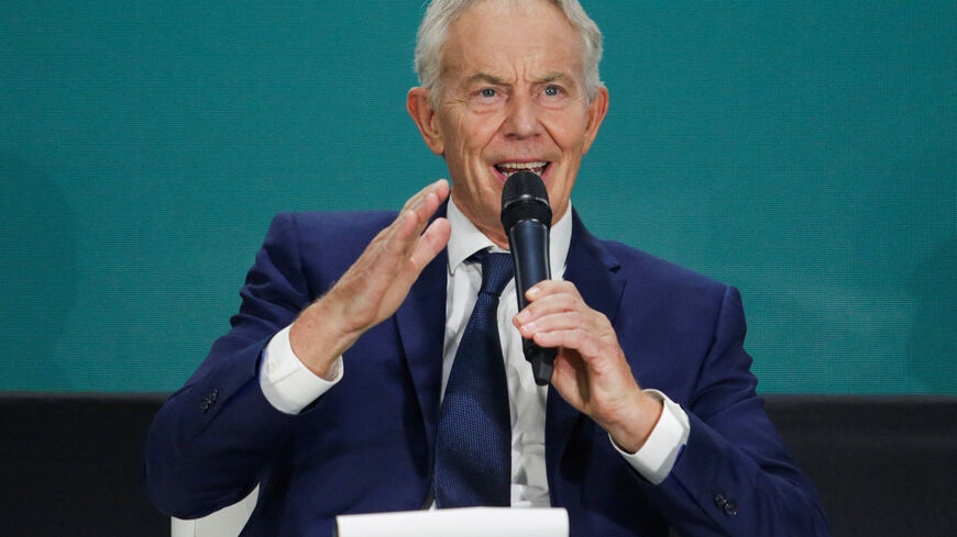 Former British Prime Minister Tony Blair speaks during a dialogue at the International Bali Airshow at Ngurah Rai International Airport, in Kuta, Bali, Indonesia, September 18, 2024. REUTERS/Johannes P. Christo