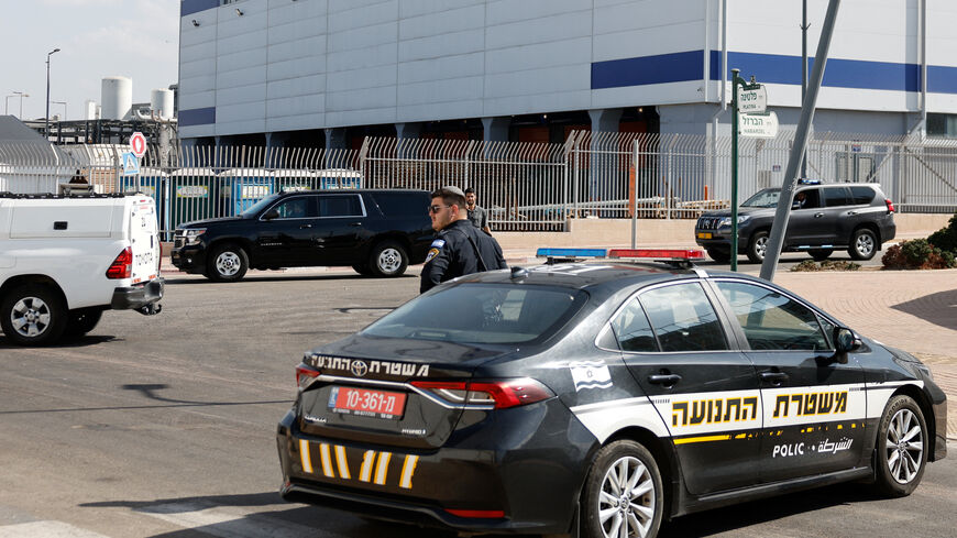Vehicles that are part of U.S. Secretary of State Marco Rubio's motorcade leave the Civil-Military Coordination Center, in Kiryat Gat, southern Israel, October 24, 2025. REUTERS/Amir Cohen
