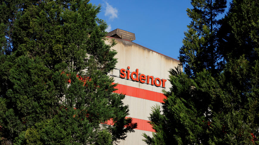 FILE PHOTO: A view of the logo of the Sidenor steel-making plant in Basauri, Spain, February 4, 2025. REUTERS/Vincent West/File Photo