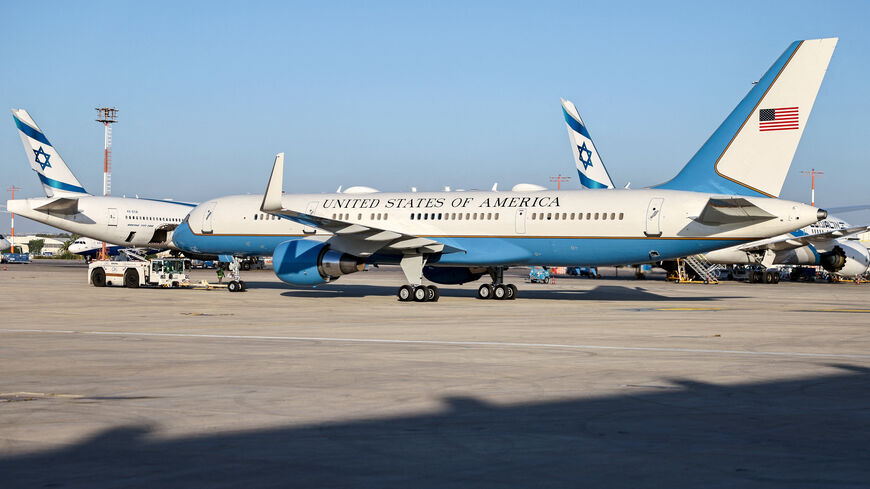 A plane carrying U.S. Secretary of State Marco Rubio prepares to depart for Doha from Ben Gurion airport in Tel Aviv, Israel, October 25, 2025. U.S. President Donald Trump will meet on October 25 with the emir and prime minister of Qatar - a key ally in preserving the fragile Gaza peace deal - during a refueling stop on his way to Asia, officials said. Fadel Senna/Pool via REUTERS
