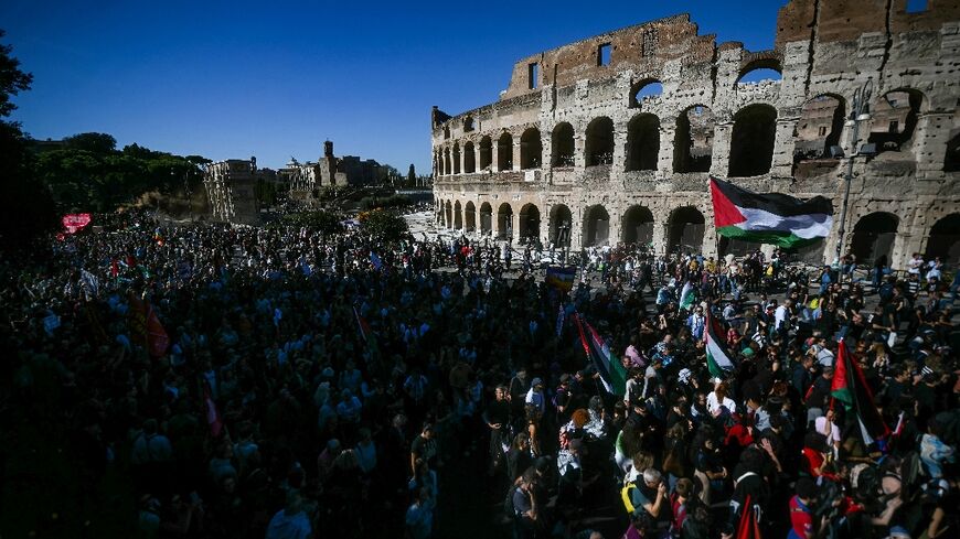 Hundreds of thousands of people turned out in Rome, according to organisers