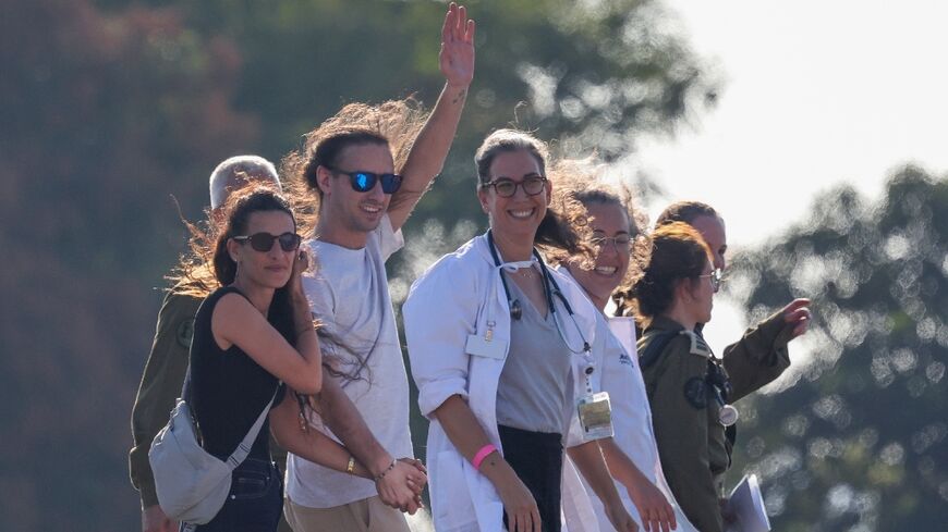 Arbel Yehud (L) is vocal critic of the Israeli government and has participated in rallies calling for a ceasefire