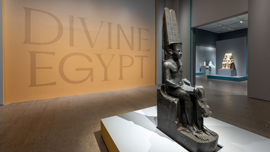 Installation view of Divine Egypt on view Oct.12, 2025 until Jan. 19, 2026 at the Metropolitan Museum of Art. Photo by Anna-Marie Kellen, Courtesy of the Met