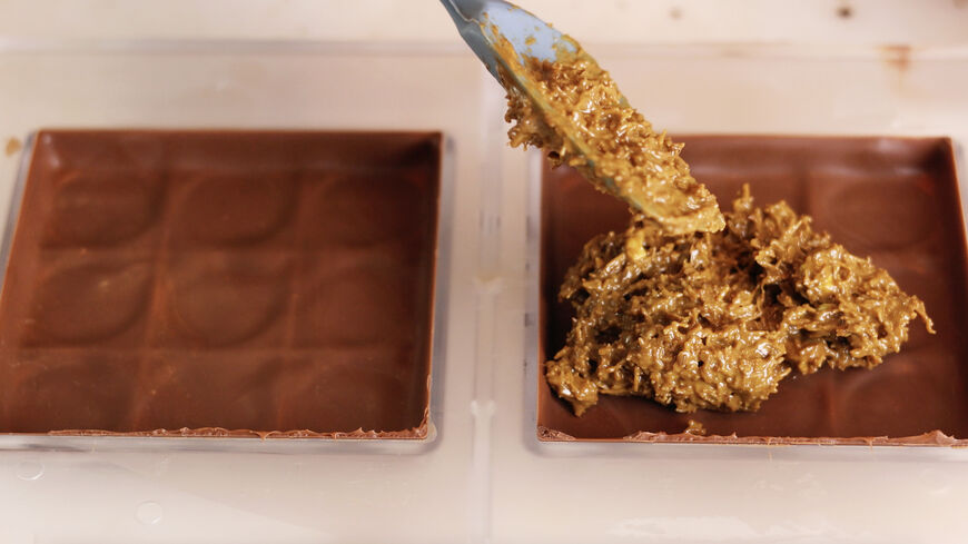 Some Dubai-style Chocolate being made at Melt Chocolatier's masterclass in London.