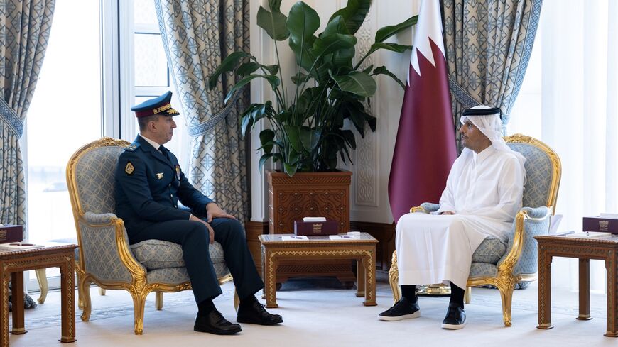 The chief of the Lebanese Armed Forces, Gen. Rodolphe Haykal, meets with Qatari Prime Minister and Foreign Minister Sheikh Mohammed bin Abdulrahman bin Jassim Al Thani in Doha, Oct. 8, 2025.