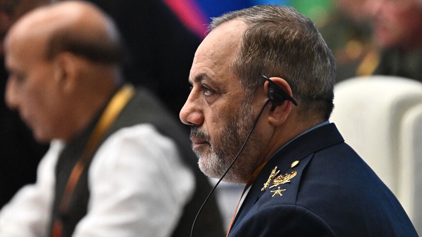 Iran's defense minister, Aziz Nasirzadeh, attends a meeting in eastern China's Shandong province on June 26, 2025. 
