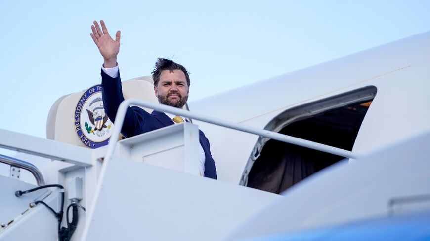 US Vice President JD Vance boards Air Force Two en route to Israel at Joint Base Andrews on October 20, 2025
