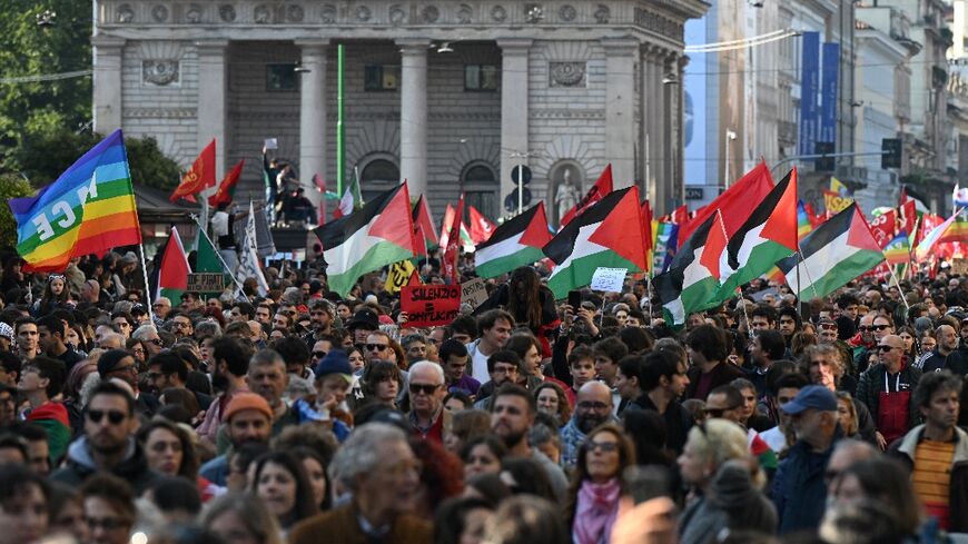 Italians rallied against Israel's interception of the Gaza aid flotilla