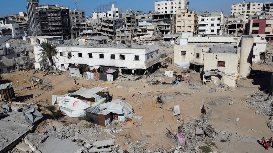 A drone view shows severe destruction at Gaza’s main mental health hospital, amid a ceasefire between Israel and Hamas, in Gaza City, October 27, 2025. REUTERS/Dawoud Abu Alkas