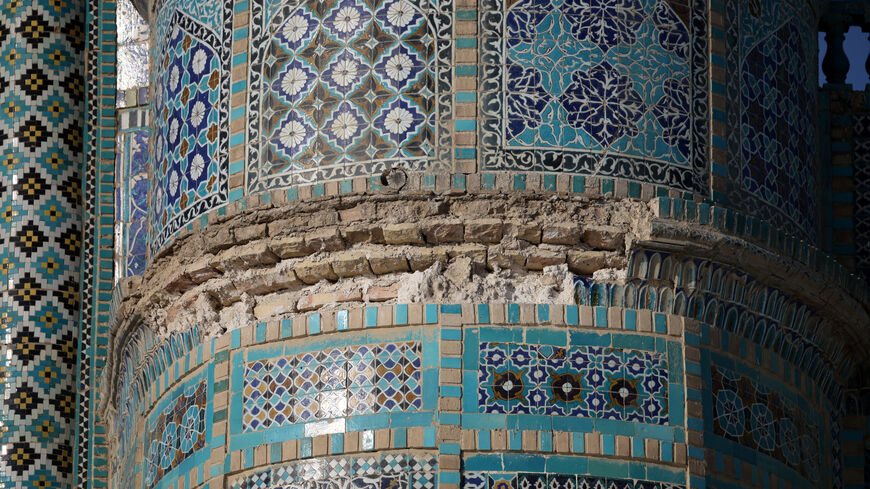 A partially damaged part of the Blue Mosque after it sustained minor damage following a recent earthquake in Mazar-i-Sharif, Afghanistan, November 5, 2025. REUTERS/Sayed Hassib