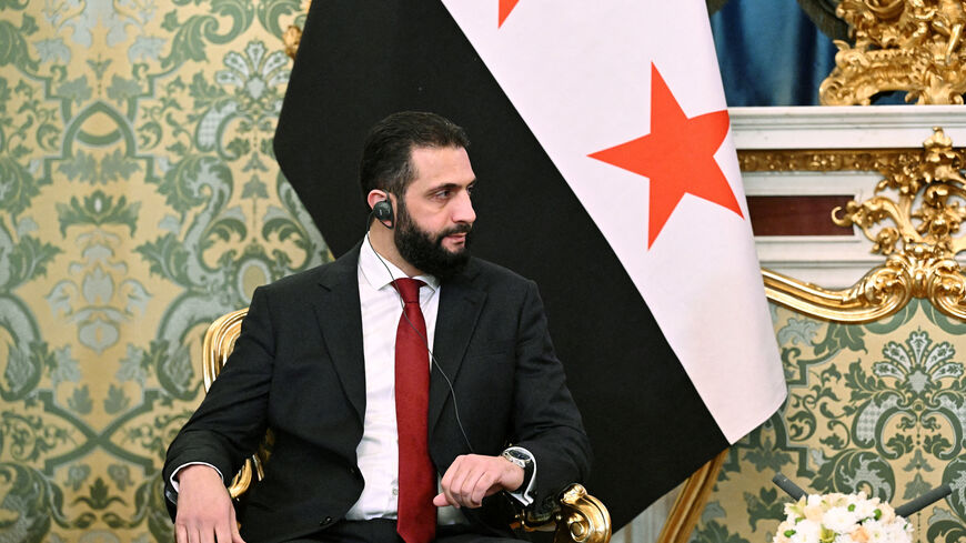 FILE PHOTO: Syria's President Ahmed al-Sharaa attends a meeting with Russia's President Vladimir Putin in Moscow, Russia, October 15, 2025. Sputnik/Sergey Bobylyov/Pool via REUTERS