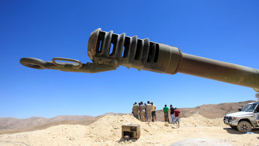 Hezbollah artillery gun is seen in Jroud Arsal, Syria-Lebanon border, July 31, 2017. REUTERS/Ali Hashisho